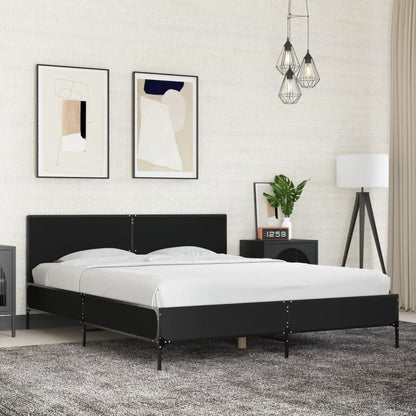 Bedframe bewerkt hout metaal zwart 160x200 cm