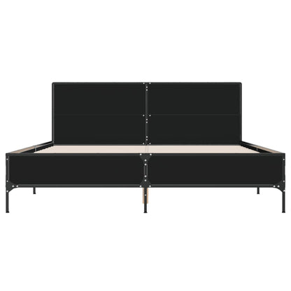 Bedframe bewerkt hout metaal zwart 160x200 cm