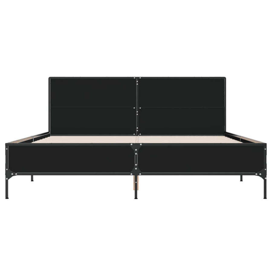 Bedframe bewerkt hout metaal zwart 160x200 cm