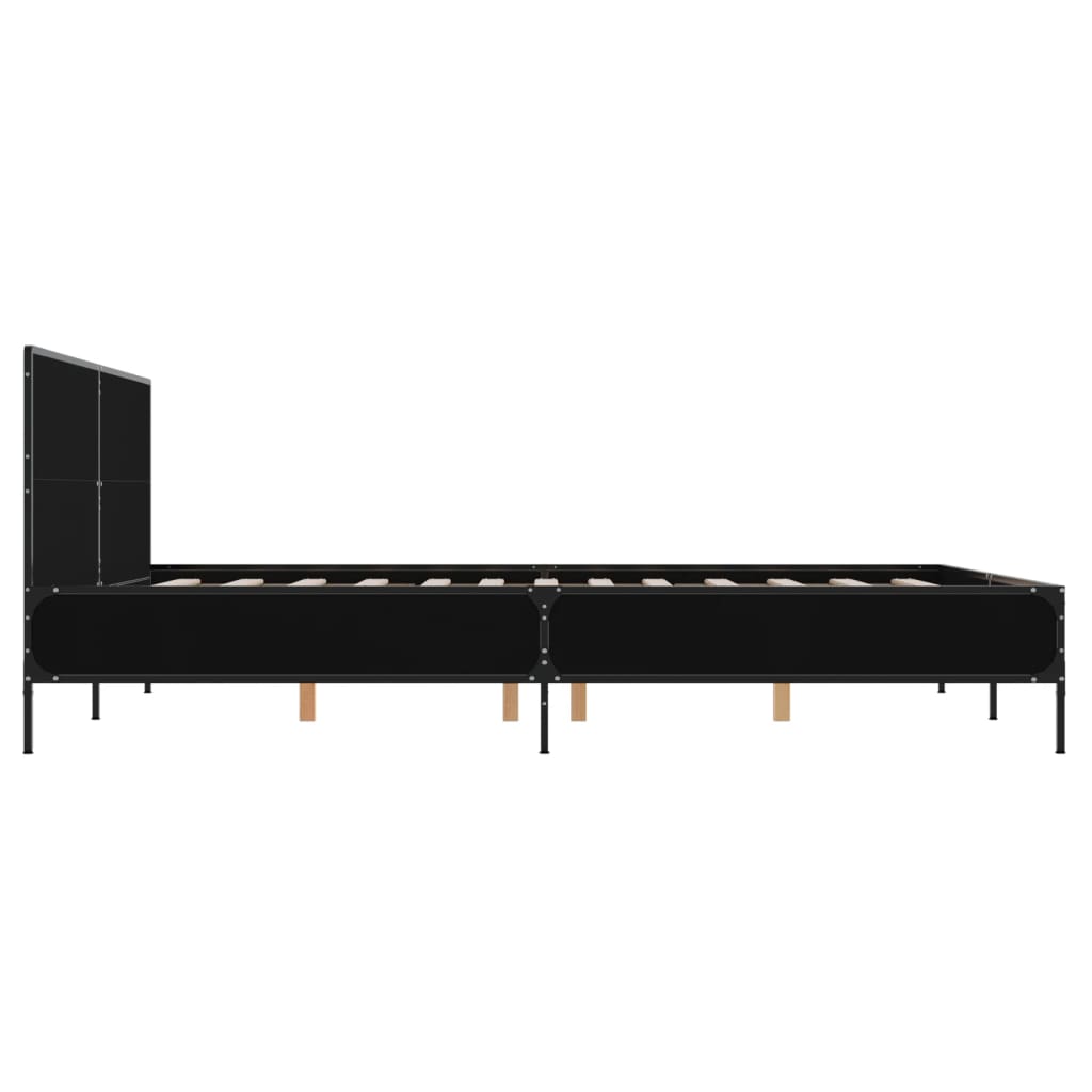 Bedframe bewerkt hout metaal zwart 160x200 cm