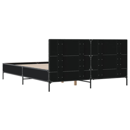 Bedframe bewerkt hout metaal zwart 160x200 cm