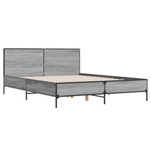 Bedframe bewerkt hout metaal grijs sonoma eiken 160x200 cm