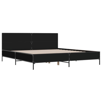 Bedframe bewerkt hout metaal zwart 180x200 cm