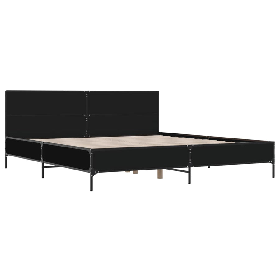 Bedframe bewerkt hout metaal zwart 180x200 cm