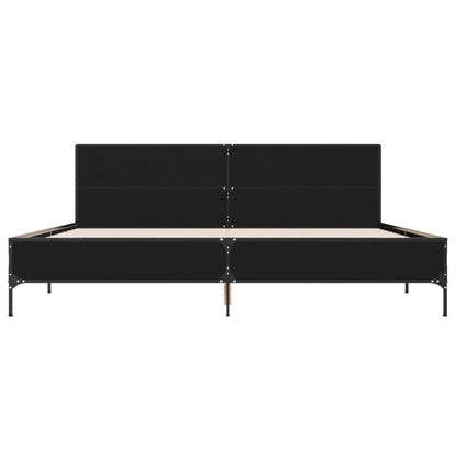 Bedframe bewerkt hout metaal zwart 180x200 cm