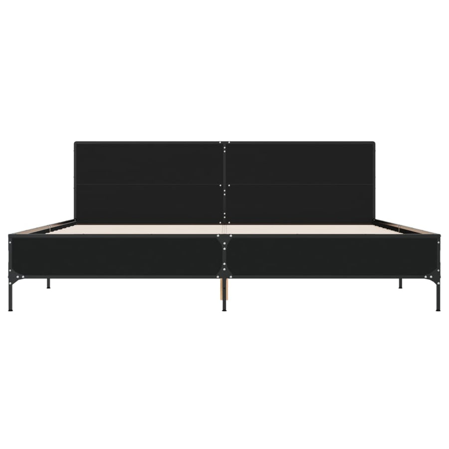 Bedframe bewerkt hout metaal zwart 180x200 cm