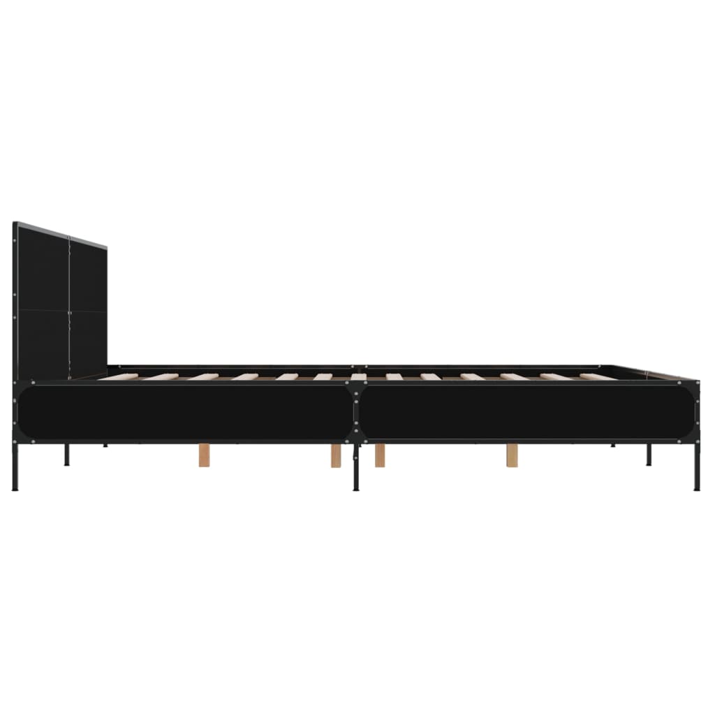 Bedframe bewerkt hout metaal zwart 180x200 cm