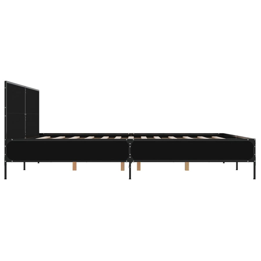 Bedframe bewerkt hout metaal zwart 180x200 cm