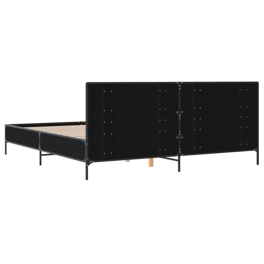 Bedframe bewerkt hout metaal zwart 180x200 cm