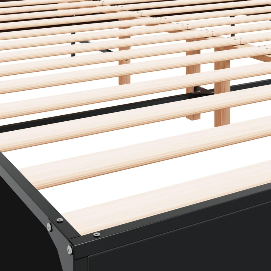 Bedframe bewerkt hout metaal zwart 180x200 cm