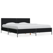 Bed frame carved wood metal black 180x200 cm