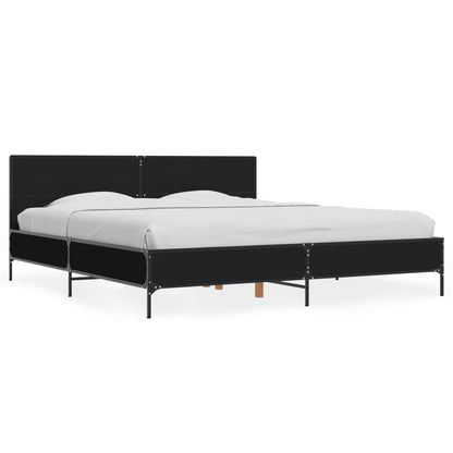Bedframe bewerkt hout metaal zwart 180x200 cm
