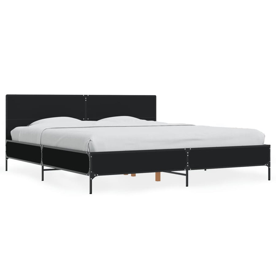 Bedframe bewerkt hout metaal zwart 180x200 cm