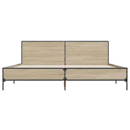 Bedframe bewerkt hout metaal sonoma eikenkleurig 180x200 cm
