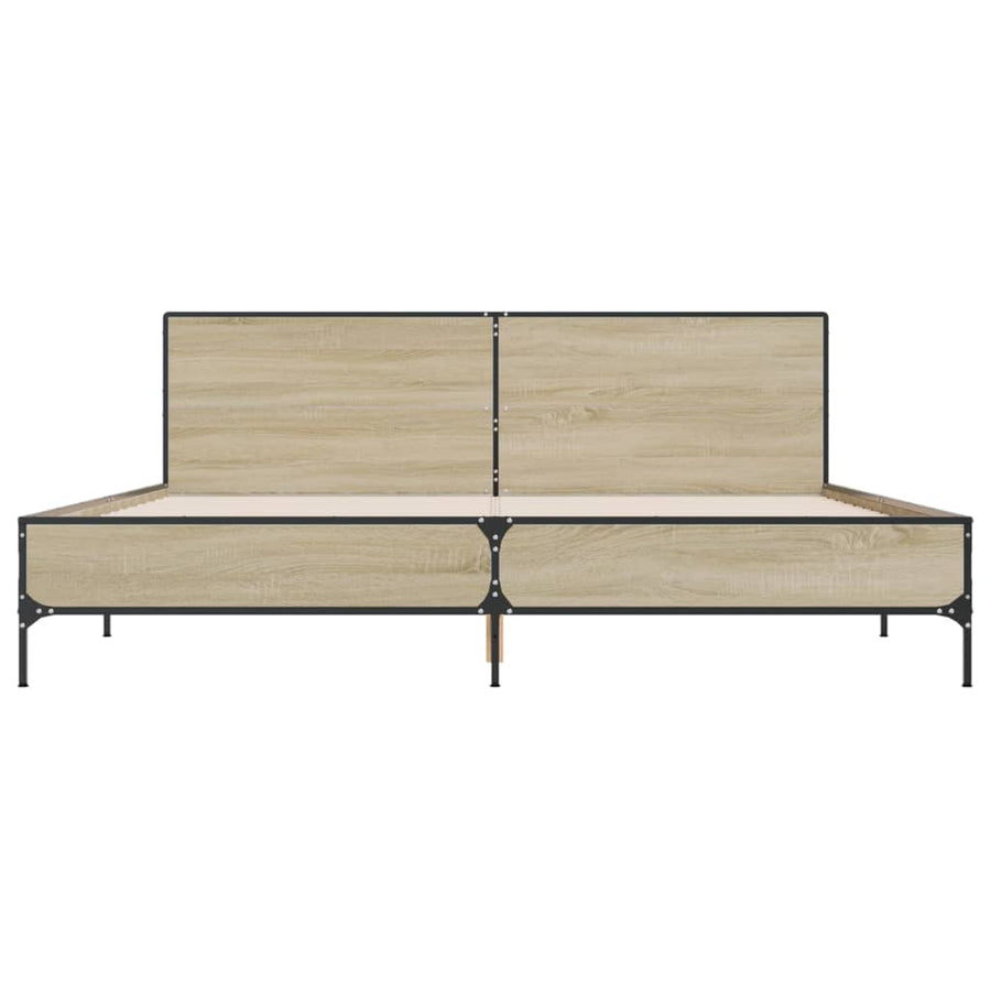 Bedframe bewerkt hout metaal sonoma eikenkleurig 180x200 cm