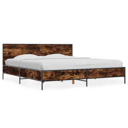 Bedframe bewerkt hout metaal gerookt eikenkleurig 180x200 cm