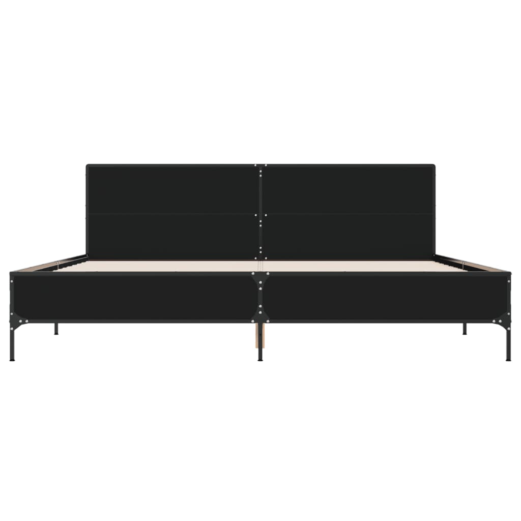 Bedframe bewerkt hout metaal zwart 200x200 cm