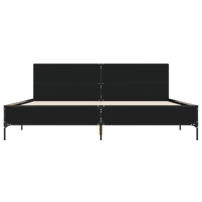 Bedframe bewerkt hout metaal zwart 200x200 cm