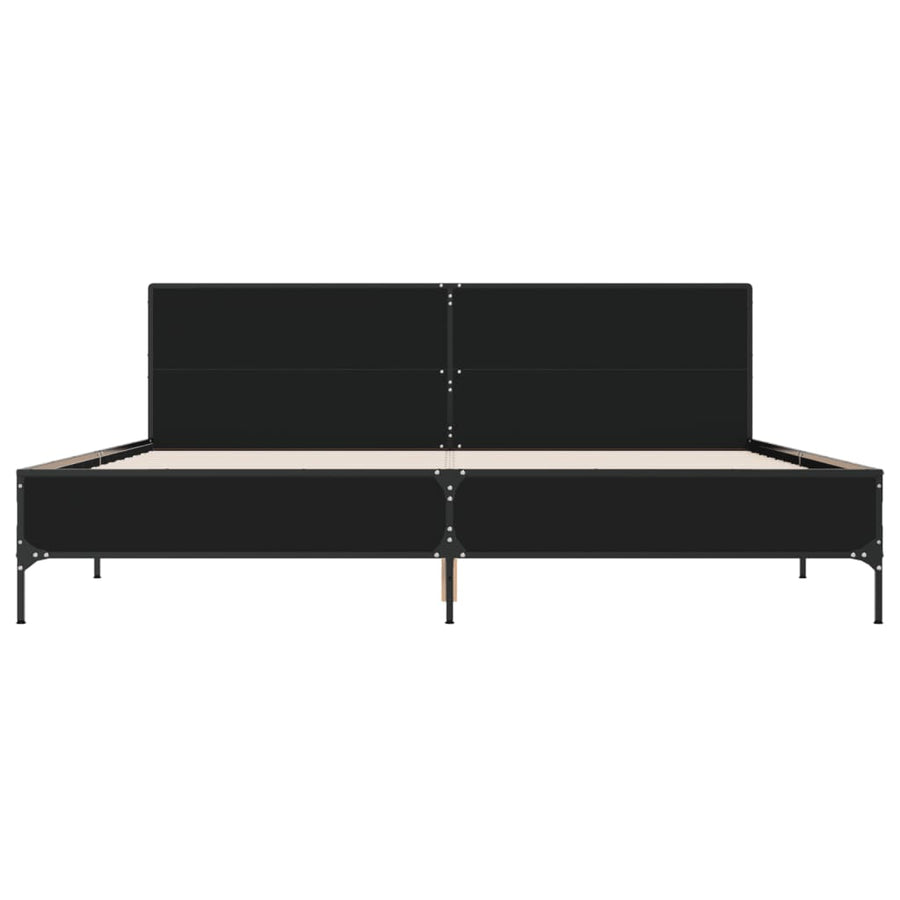 Bedframe bewerkt hout metaal zwart 200x200 cm