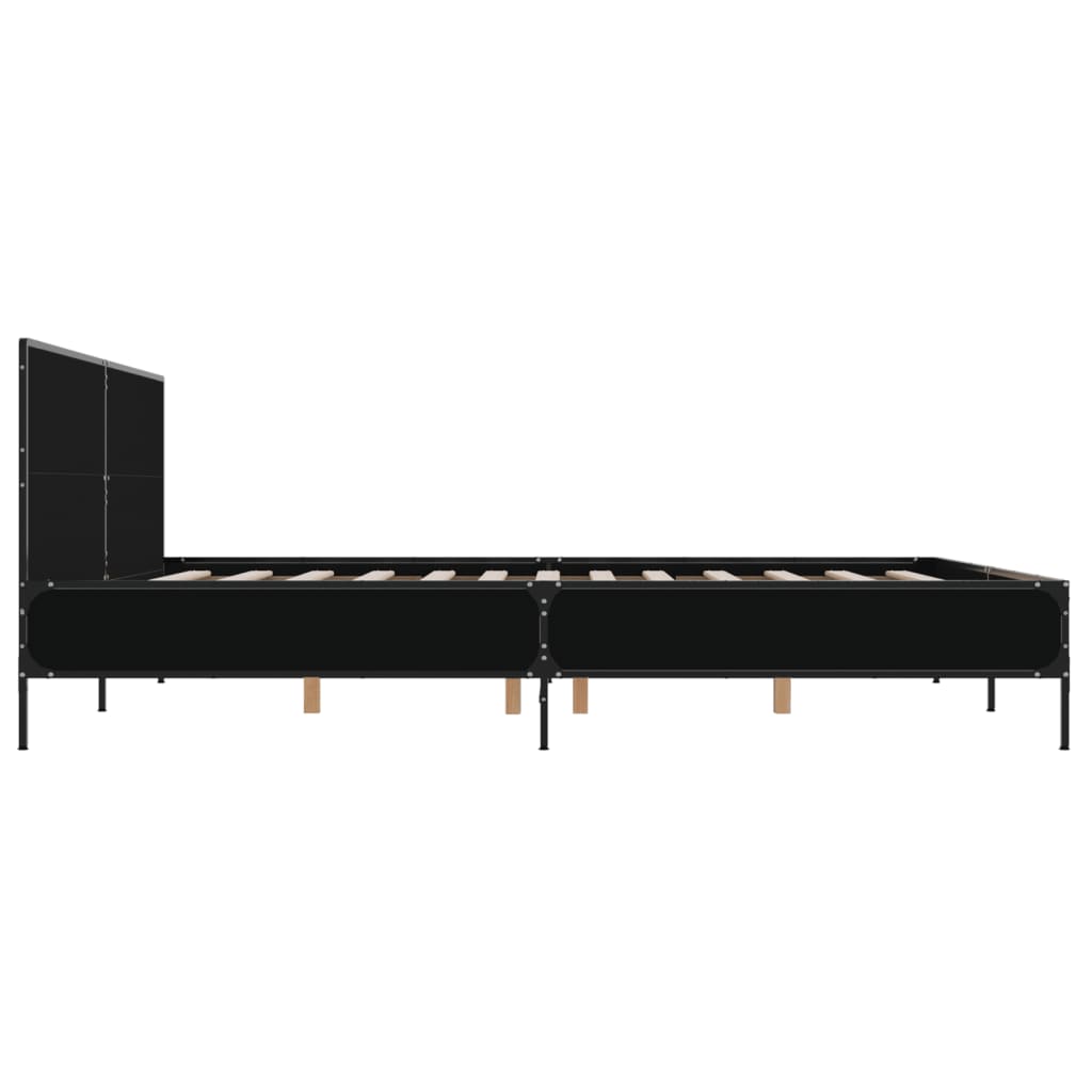 Bedframe bewerkt hout metaal zwart 200x200 cm