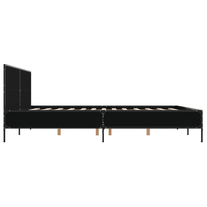 Bedframe bewerkt hout metaal zwart 200x200 cm