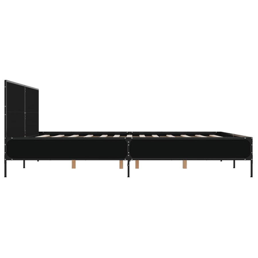 Bedframe bewerkt hout metaal zwart 200x200 cm