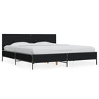 Bed frame carved wood metal black 200x200 cm