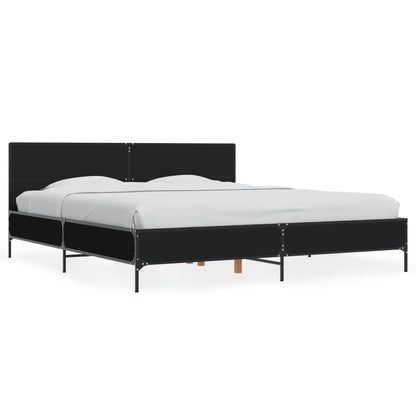 Bedframe bewerkt hout metaal zwart 200x200 cm