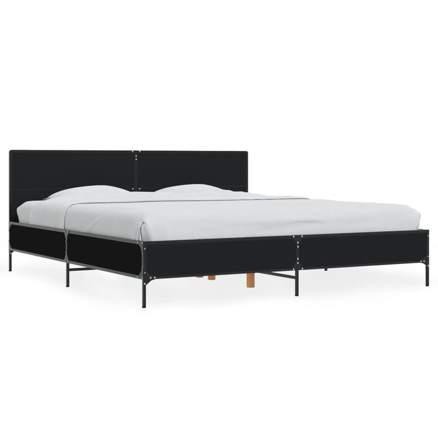 Bedframe bewerkt hout metaal zwart 200x200 cm