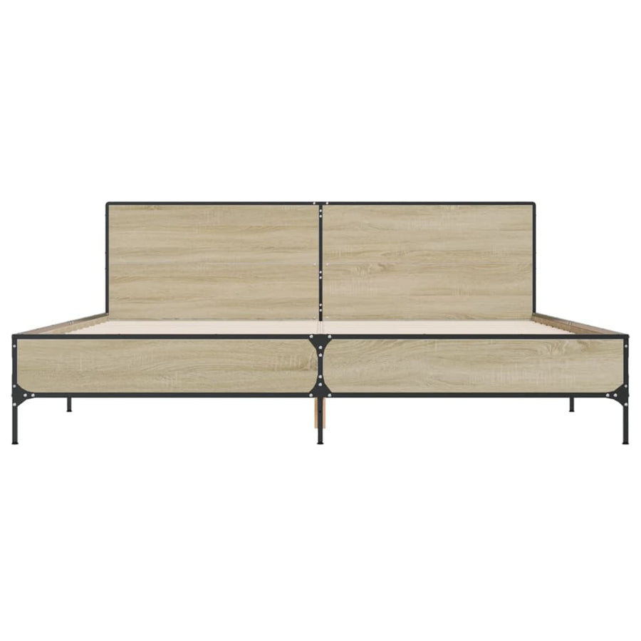 Bedframe bewerkt hout metaal sonoma eikenkleurig 200x200 cm