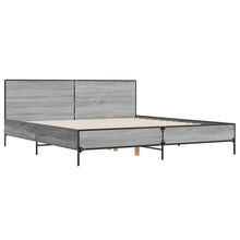 Bedframe bewerkt hout metaal grijs sonoma eiken 200x200 cm