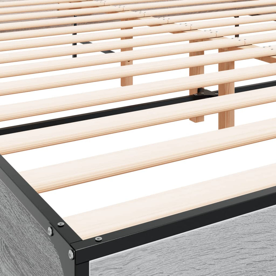 Bedframe bewerkt hout metaal grijs sonoma eiken 200x200 cm