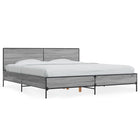 Bed frame engineered wood metal grey Sonoma oak 200x200 cm