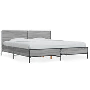 Bedframe 200x200 cm bewerkt hout metaal grijs sonoma eiken