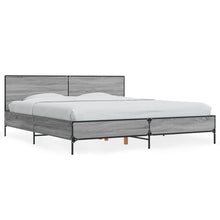 Bedframe bewerkt hout metaal grijs sonoma eiken 200x200 cm