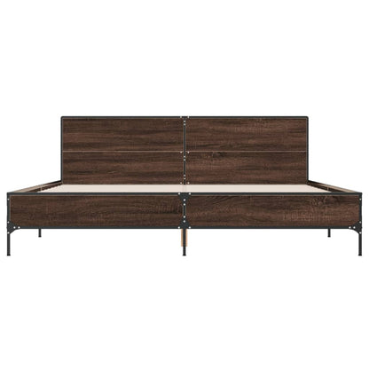 Bedframe bewerkt hout metaal bruin eikenkleur 200x200 cm