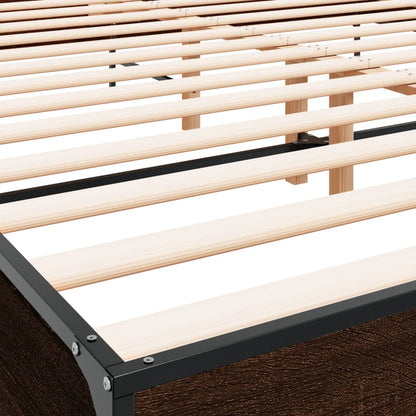 Bedframe bewerkt hout metaal bruin eikenkleur 200x200 cm