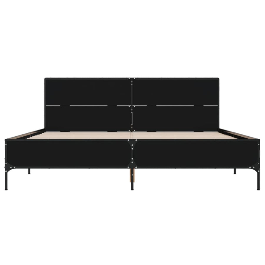 Bedframe bewerkt hout metaal zwart 120x190 cm