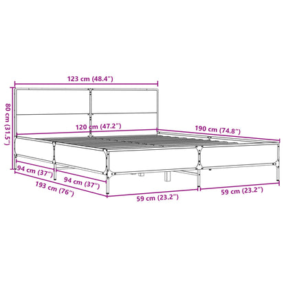 Bedframe bewerkt hout metaal zwart 120x190 cm