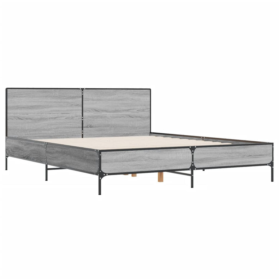 Bedframe bewerkt hout metaal grijs sonoma eiken 120x190 cm