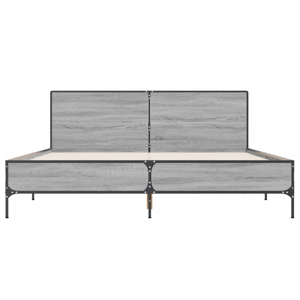 Bedframe bewerkt hout metaal grijs sonoma eiken 120x190 cm