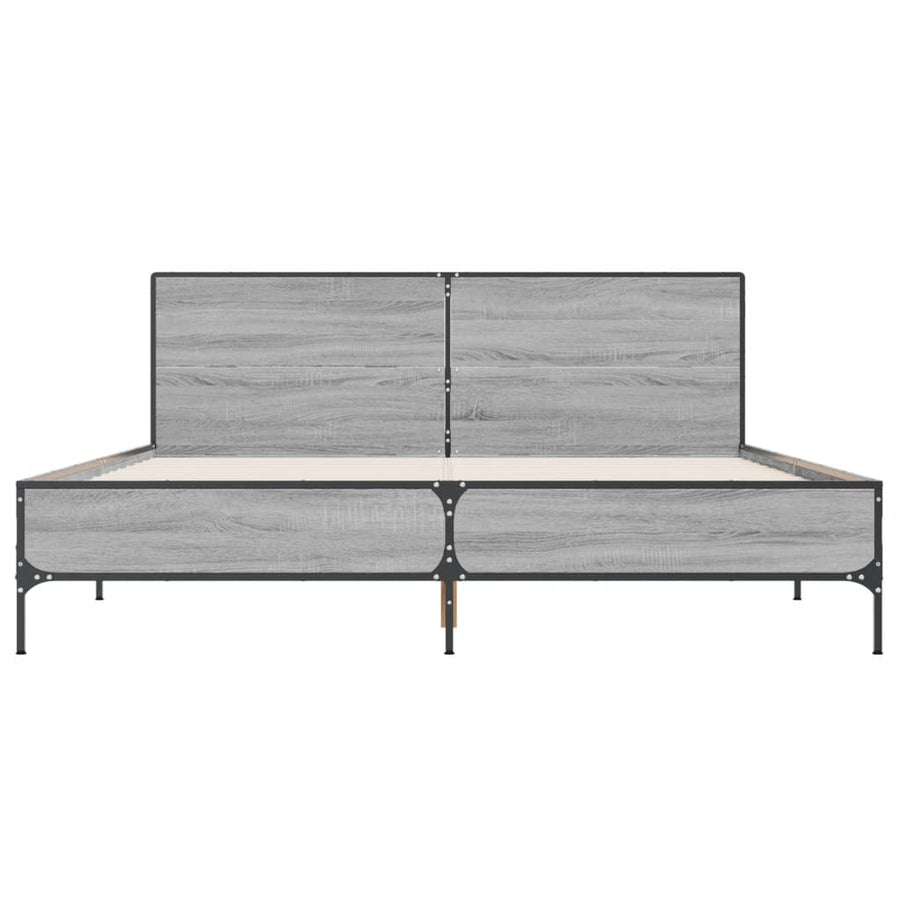 Bedframe bewerkt hout metaal grijs sonoma eiken 120x190 cm