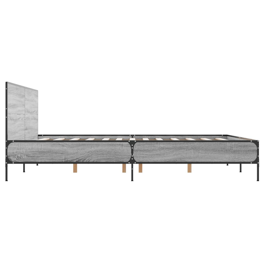 Bedframe bewerkt hout metaal grijs sonoma eiken 120x190 cm