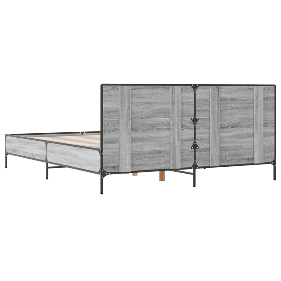 Bedframe bewerkt hout metaal grijs sonoma eiken 120x190 cm