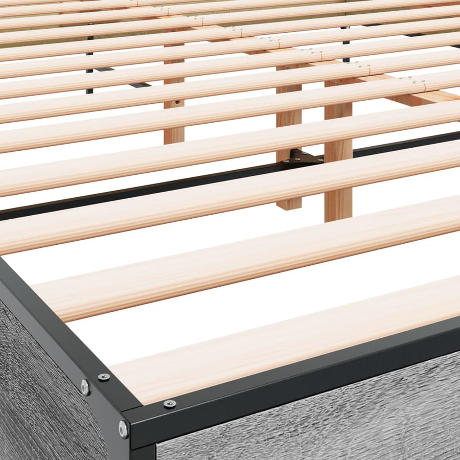 Bedframe bewerkt hout metaal grijs sonoma eiken 120x190 cm