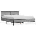 Bed frame carved wood metal gray Sonoma oak 135x190 cm