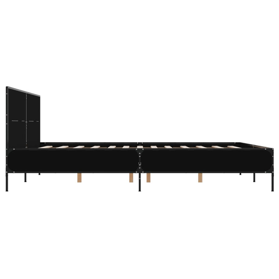 Bedframe LED bewerkt hout metaal zwart 140x190 cm