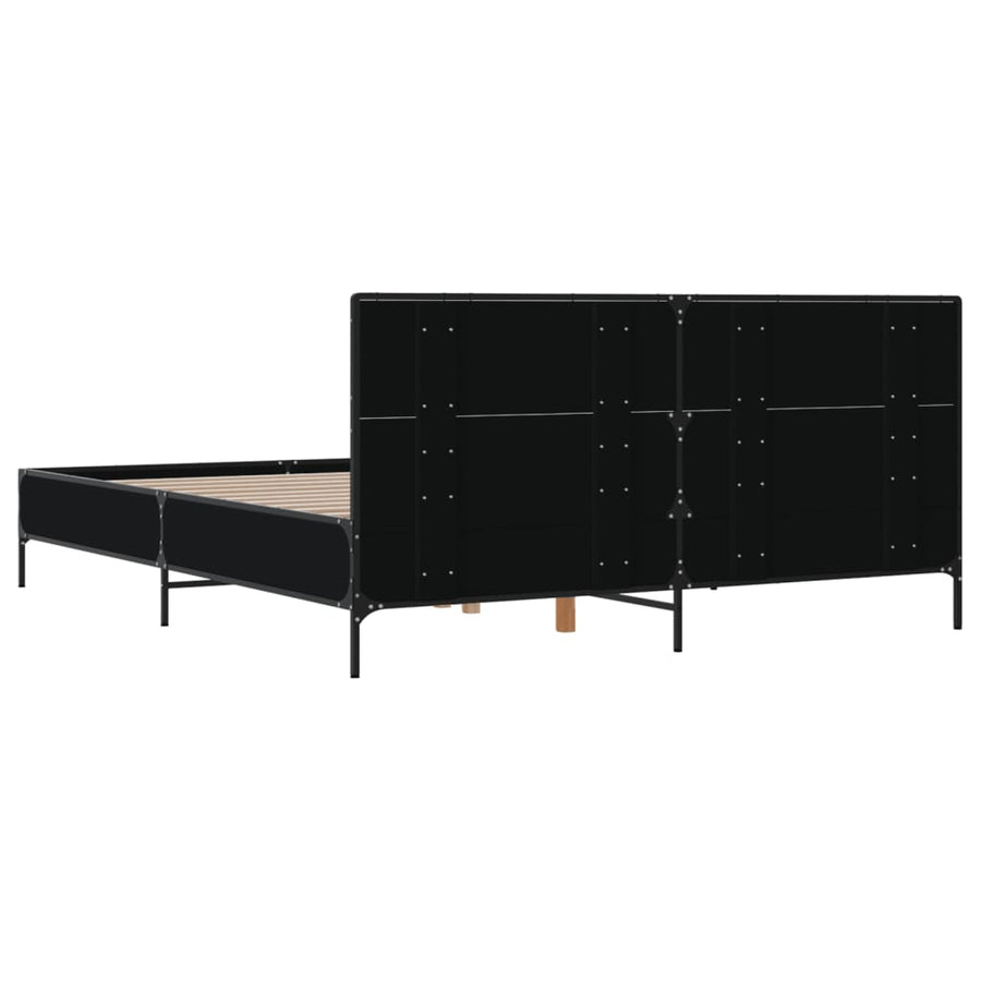 Bedframe LED bewerkt hout metaal zwart 140x190 cm