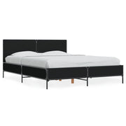 LED bed frame processed wood metal black 140x190 cm