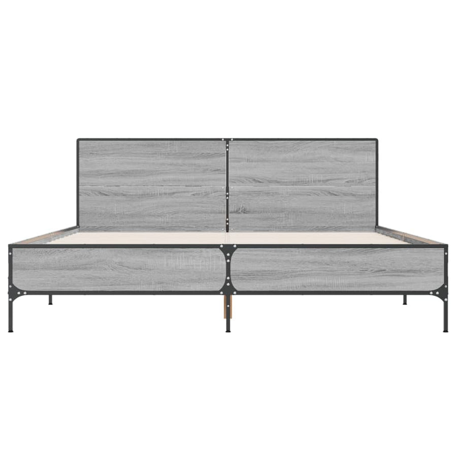 Bedframe bewerkt hout metaal grijs sonoma eiken 140x190 cm